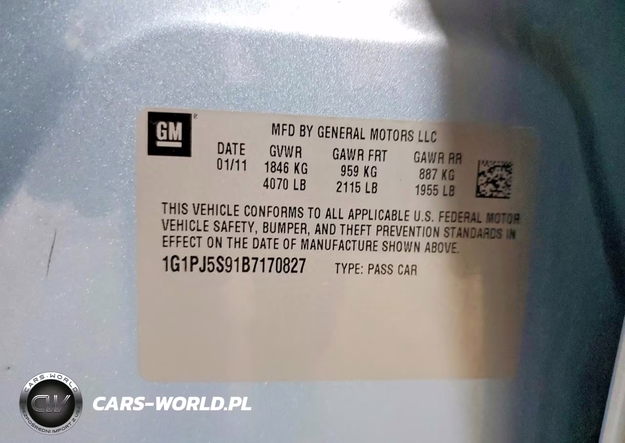 2011 Chevrolet Cruze Eco VIN:1G1PJ5S91B7170827 - 12