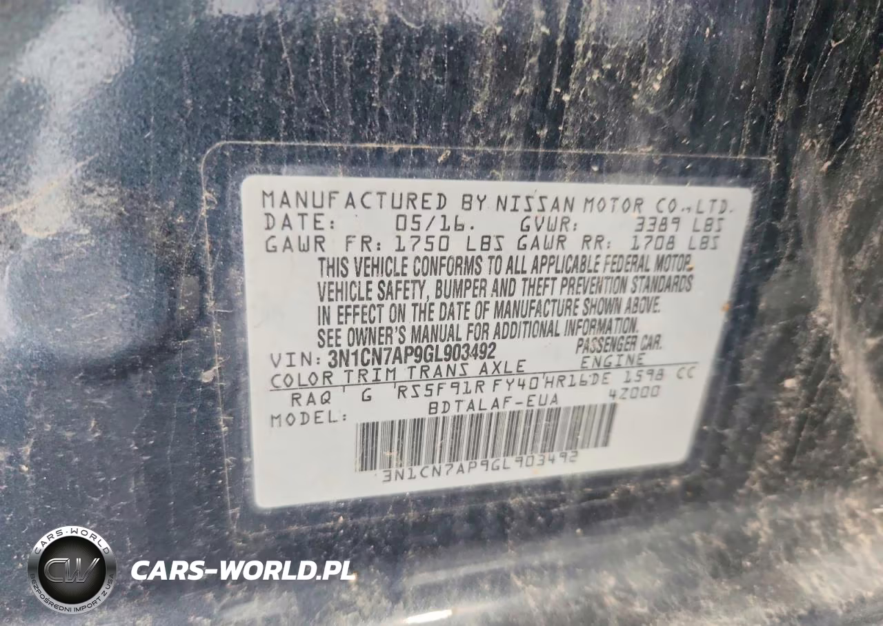 2016 Nissan Versa 1.6 S VIN:3N1CN7AP9GL903492 - 12