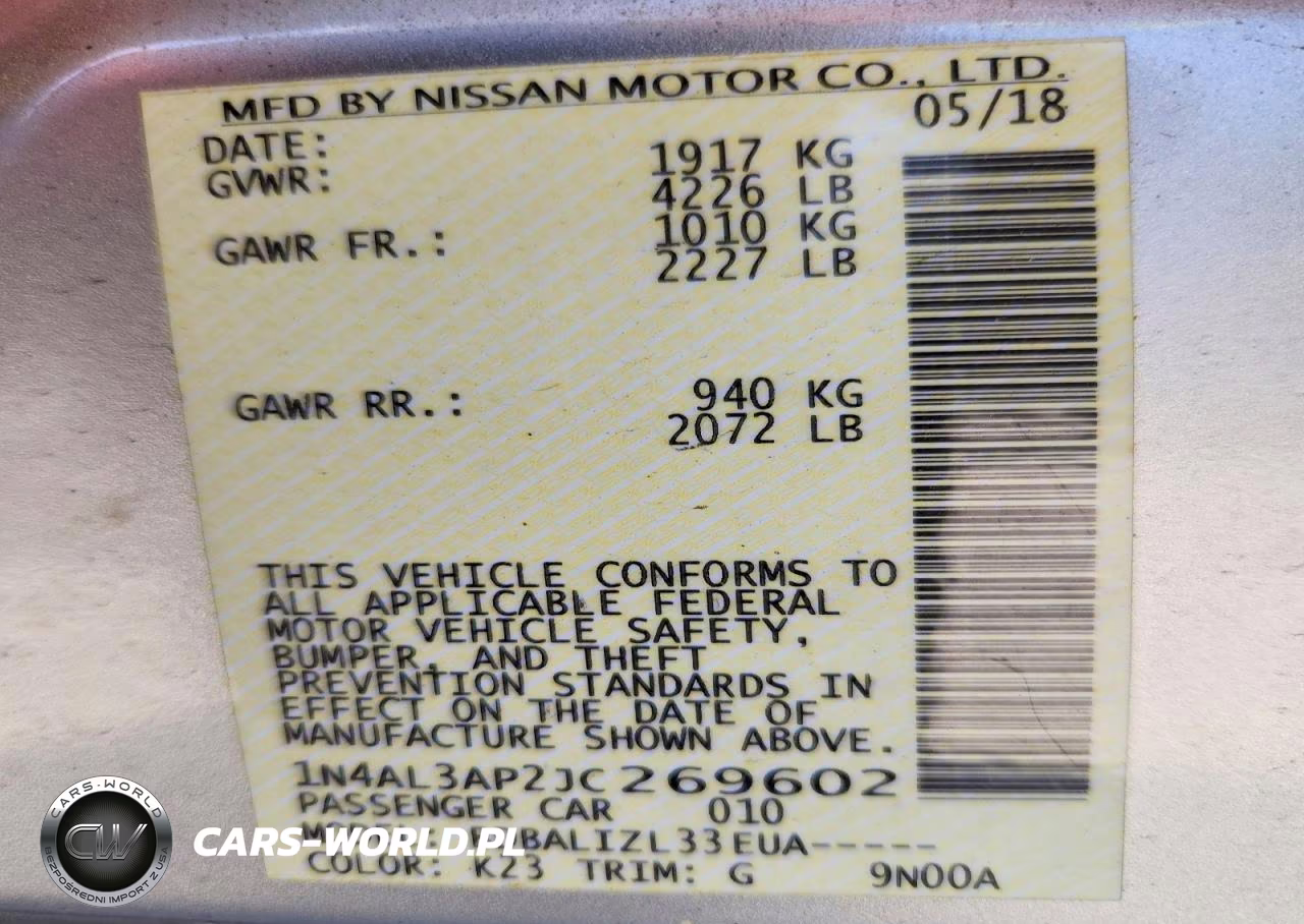 2018 Nissan Altima 2.5 Sv VIN:1N4AL3AP2JC269602 - 12