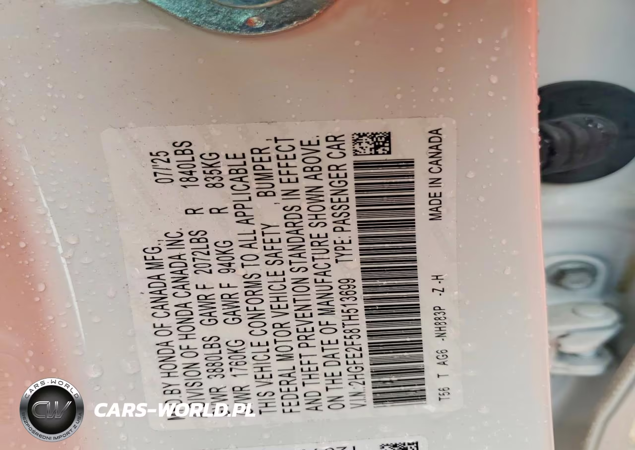 2026 Honda Civic Sport VIN:2HGFE2F58TH513699 - 12