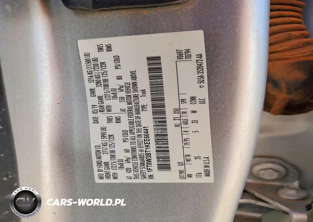 2019 Ford F350 Super Duty VIN:1FT8W3BT1KEE66441 - 14
