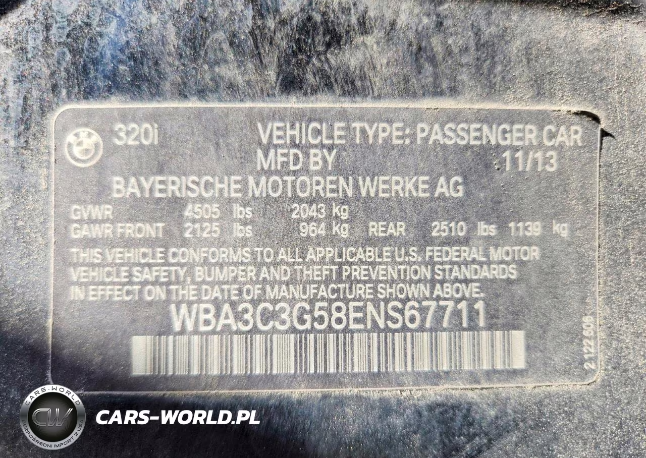 2014 BMW 320 I xDrive VIN:WBA3C3G58ENS67711 - 12