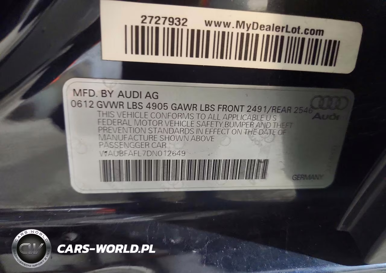 2013 Audi A4 Premium VIN:WAUBFAFL7DN012649 - 13