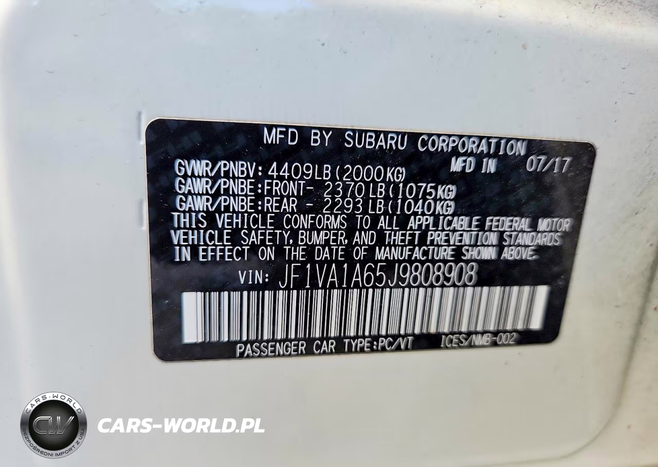 2018 Subaru Wrx VIN:JF1VA1A65J9808908 - 12