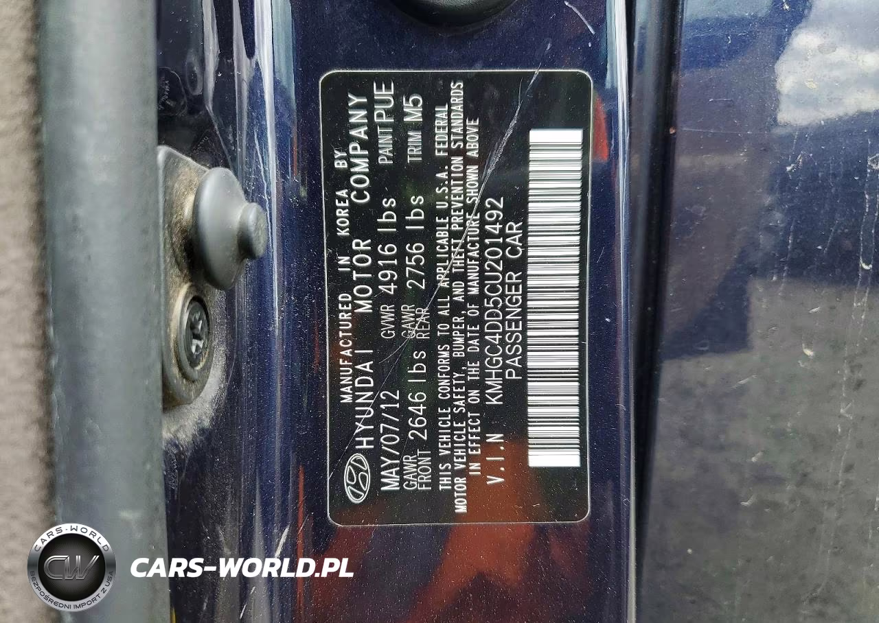 2012 Hyundai Genesis 3.8L VIN:KMHGC4DD5CU201492 - 12