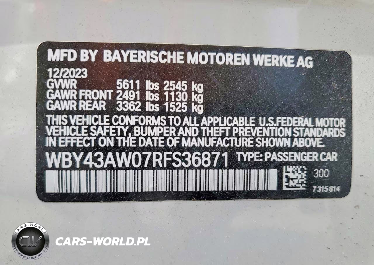 2024 BMW I4 Edrive 35 VIN:WBY43AW07RFS36871 - 14