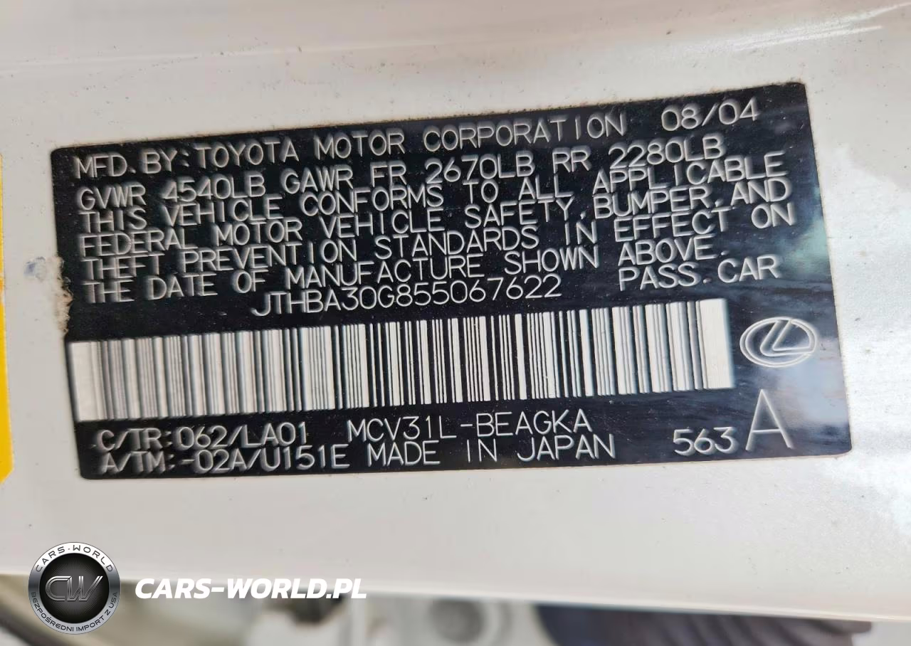 2005 Lexus Es 330 VIN:JTHBA30G855067622 - 12
