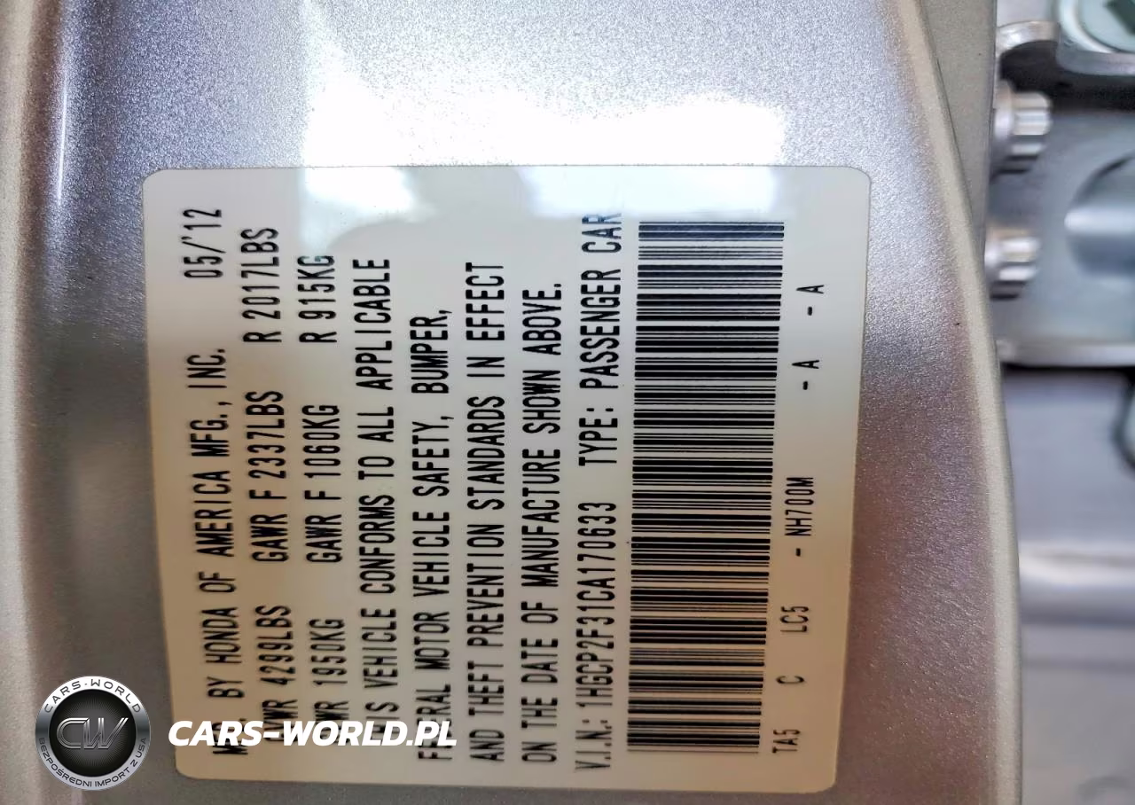 2012 Honda Accord Lx VIN:1HGCP2F31CA170633 - 13