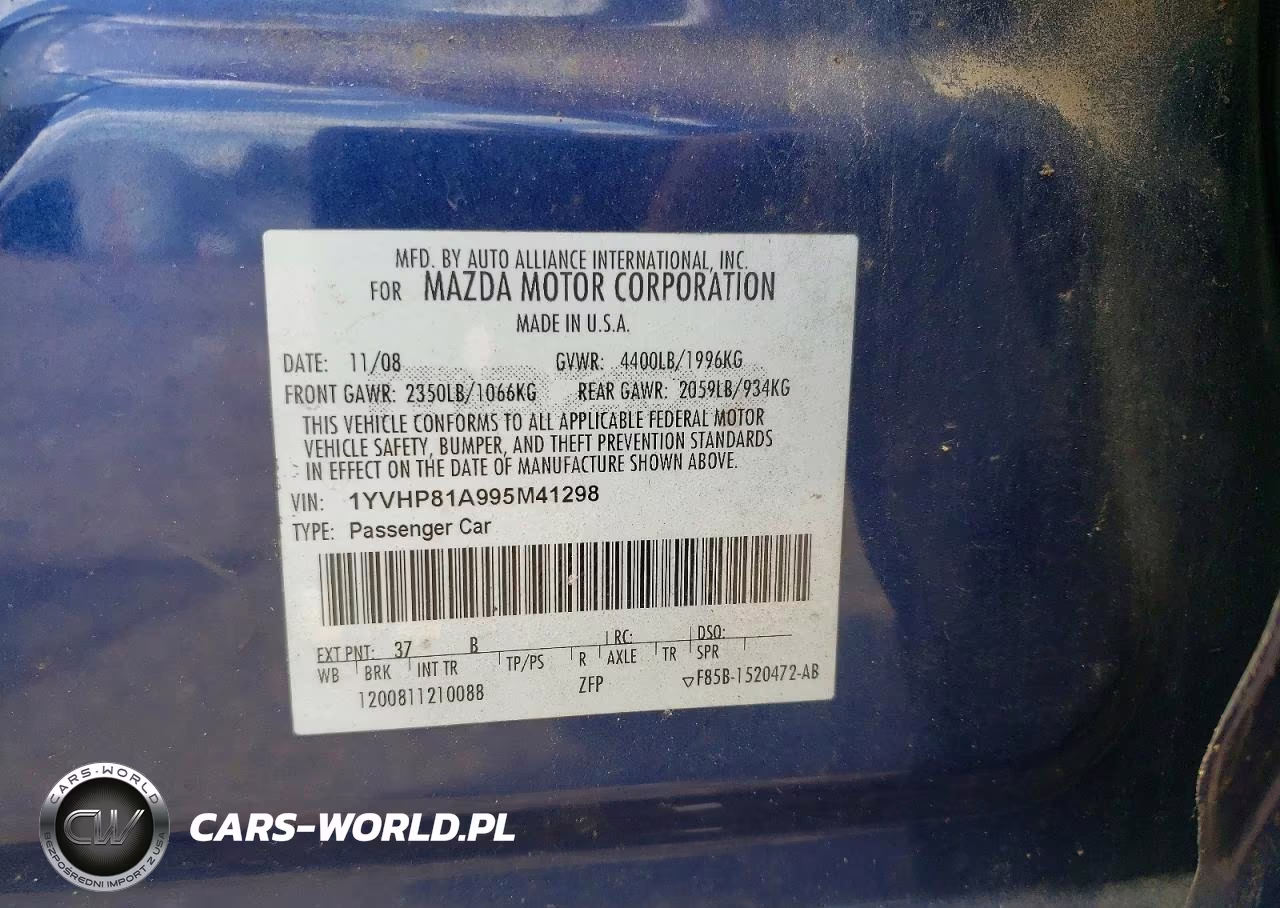 2006 Mazda Mazda6 VIN:1YVHP81A995M41298 - 12
