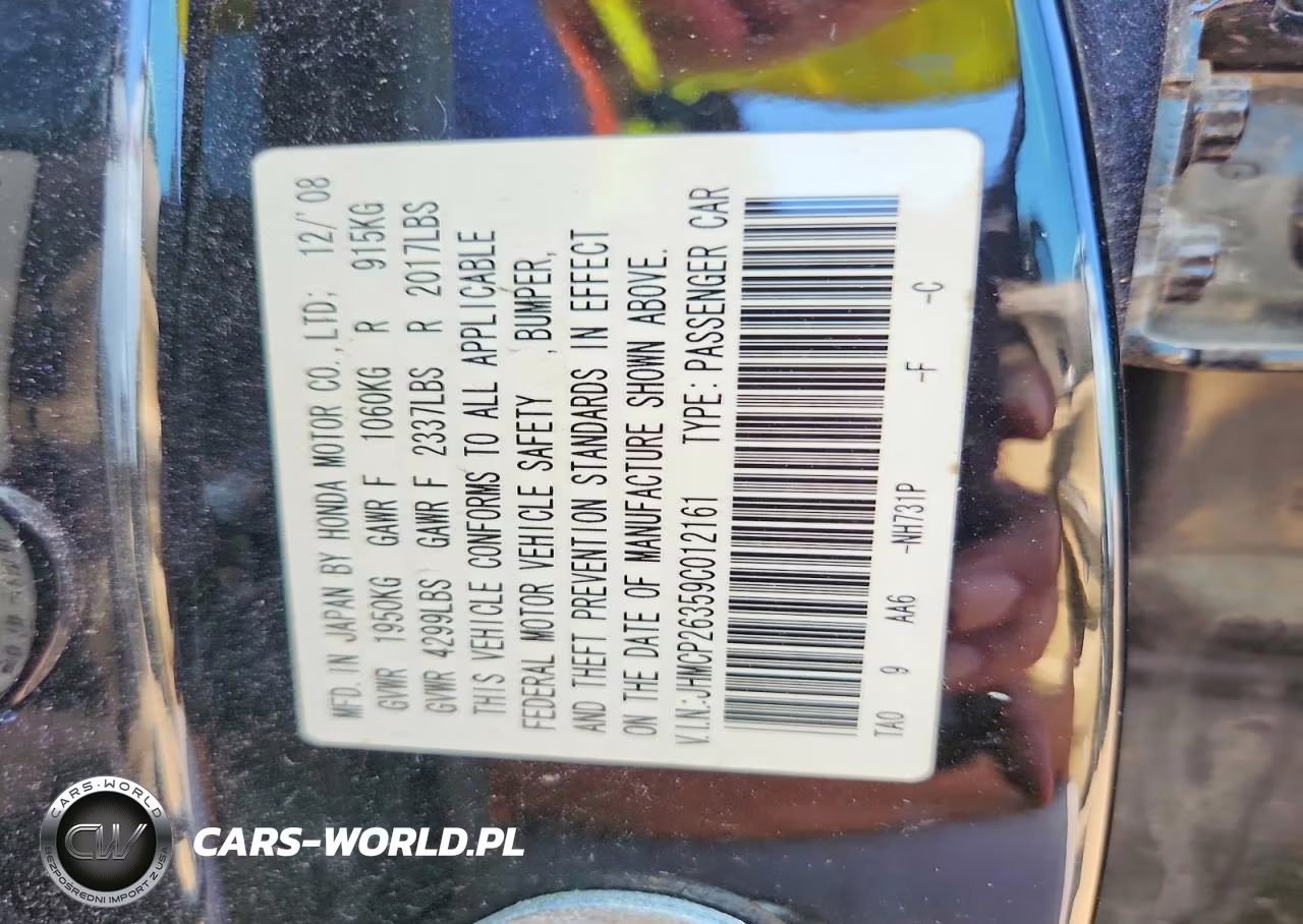 2009 Honda Accord Lx VIN:JHMCP26359C012161 - 12