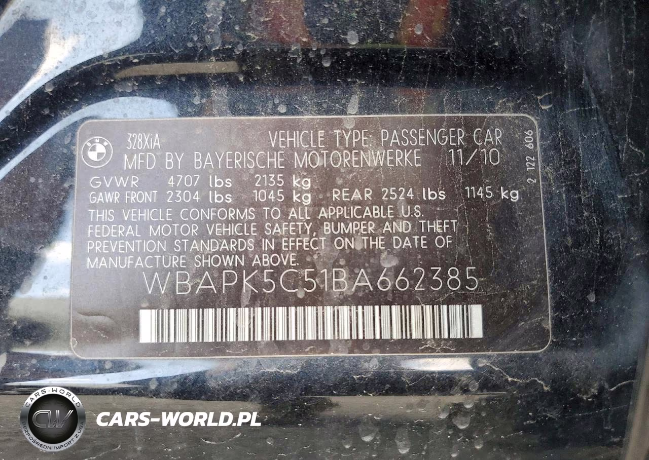2011 BMW 328I xDrive VIN:WBAPK5C51BA662385 - 12