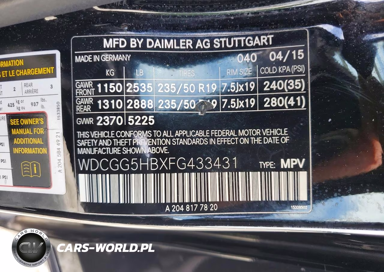 2015 Mercedes-Benz Glk 350 VIN:WDCGG5HBXFG433431 - 13