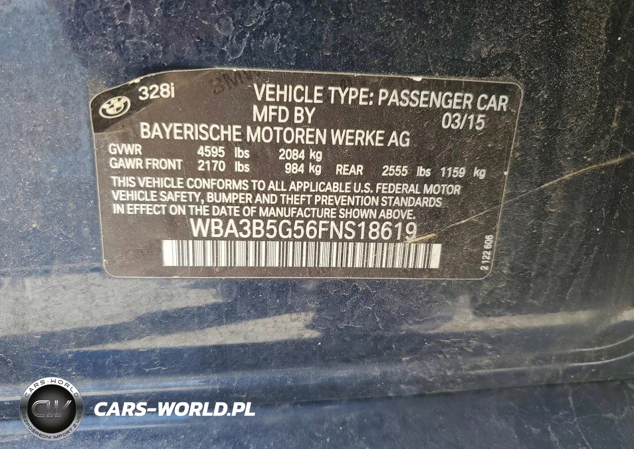 2015 BMW 328 Xi Sulev VIN:WBA3B5G56FNS18619 - 13