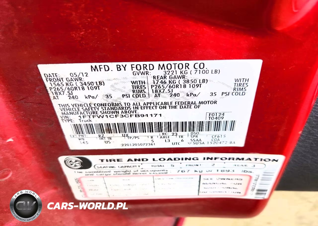 2012 Ford F150 Supercrew VIN:1FTFW1CF3CFB91171 - 12