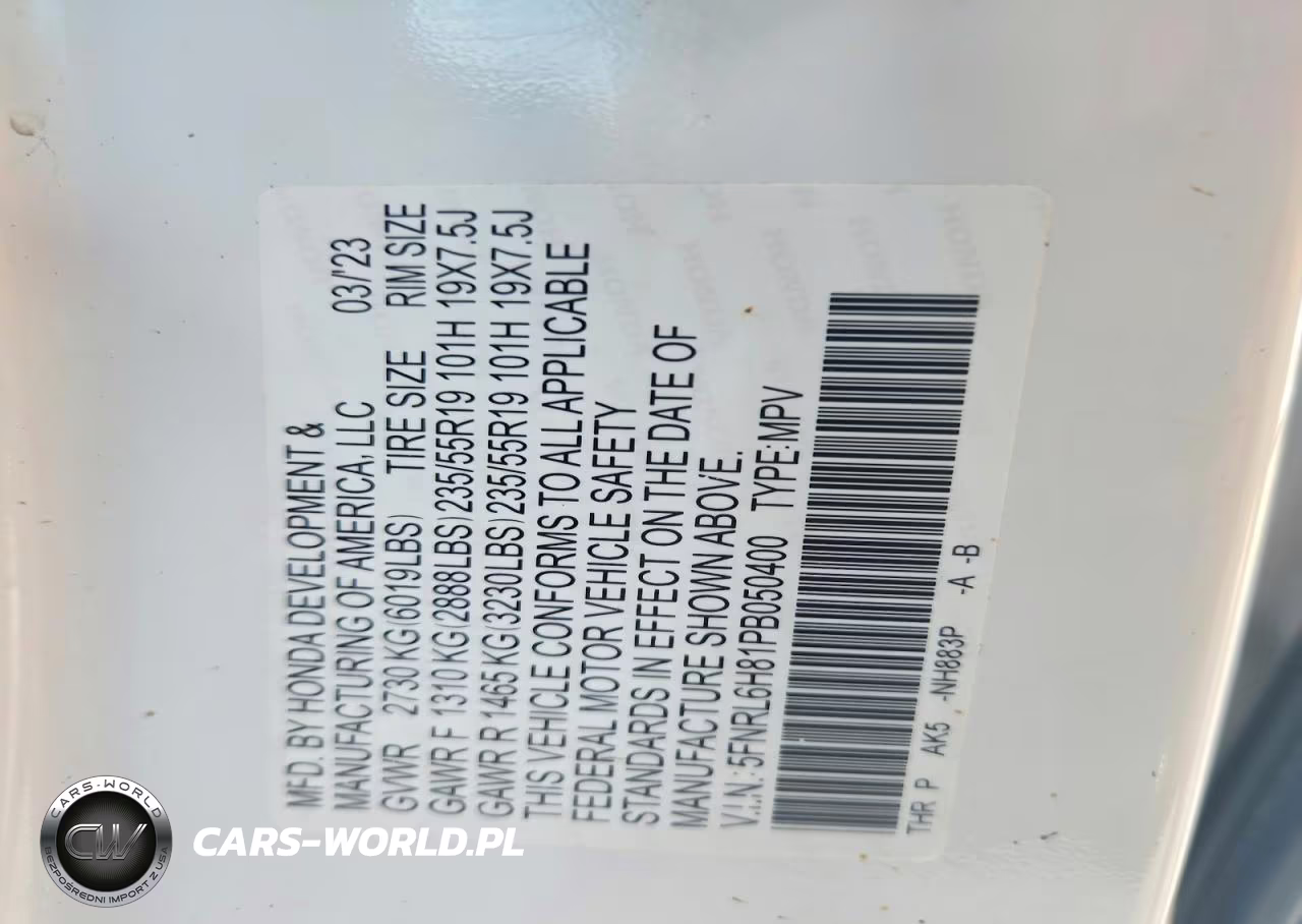 2023 Honda Odyssey Touring VIN:5FNRL6H81PB050400 - 13