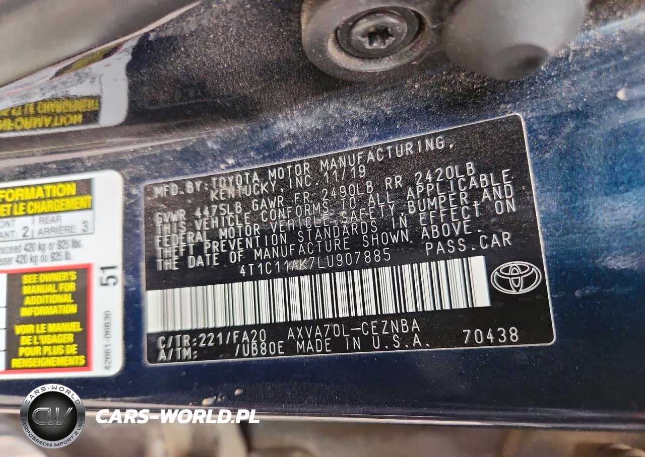 2020 Toyota Camry Le VIN:4T1C11AK7LU907885 - 13