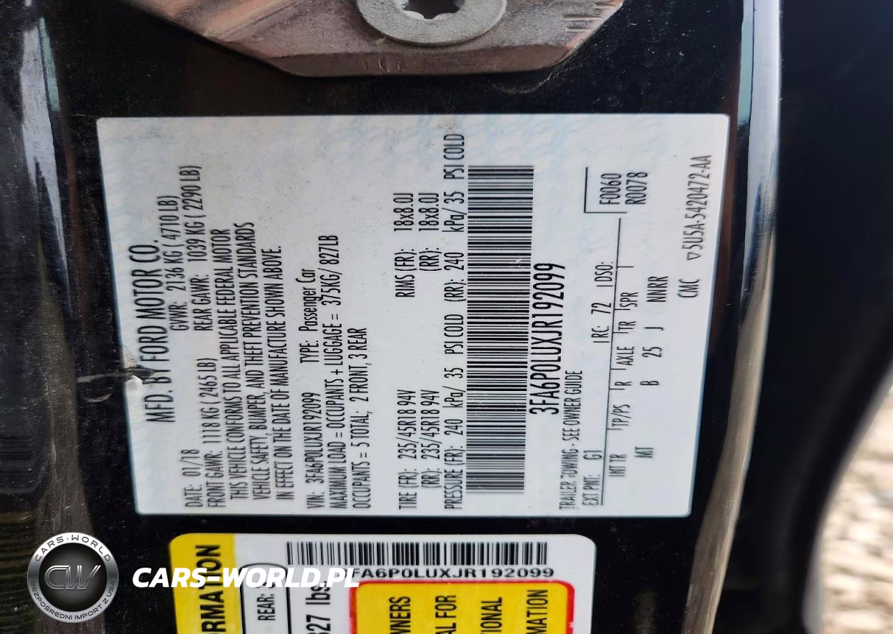 2018 Ford Fusion Se Hybrid VIN:3FA6P0LUXJR192099 - 12