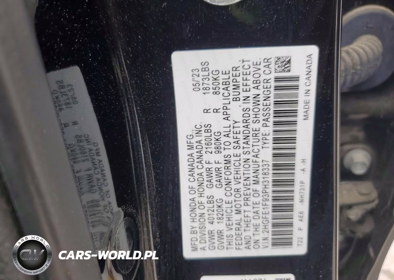 2023 Honda Civic Touring VIN:2HGFE1F93PH318337 - 13