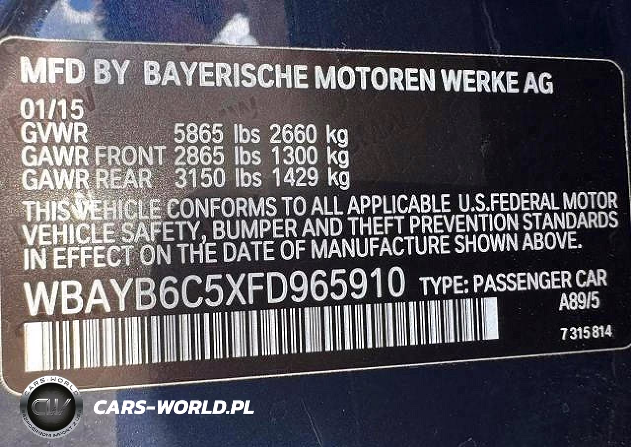 2015 BMW 750 Xi VIN:WBAYB6C5XFD965910 - 15