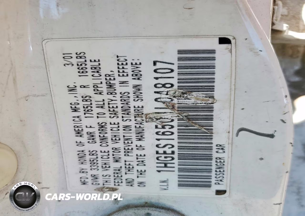 2001 Honda Civic Lx VIN:1HGES16501L048107 - 12