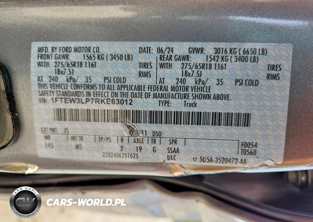 2024 Ford F150 Xlt VIN:1FTEW3LP7RKE63012 - 13