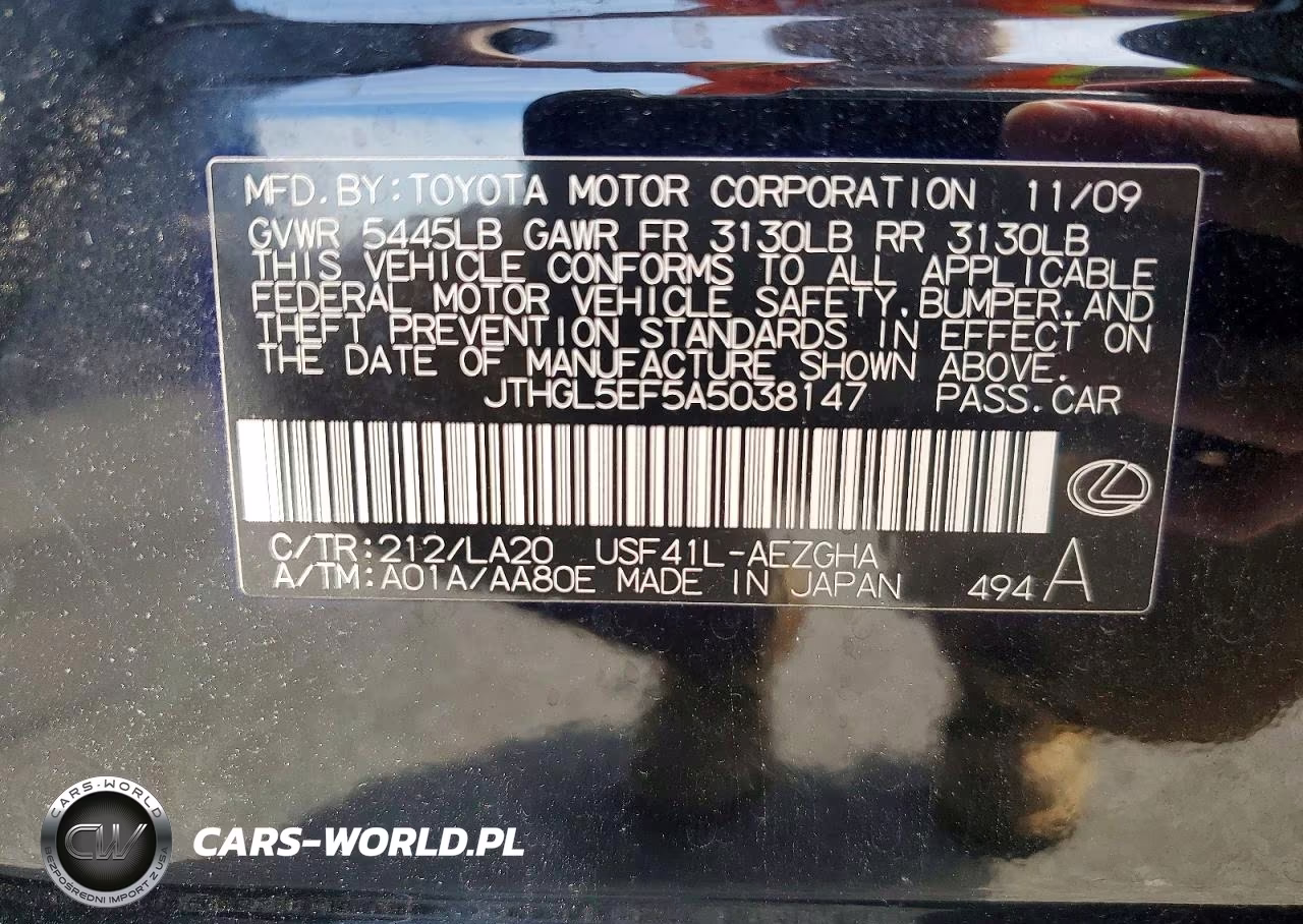 2010 Lexus Ls 460L VIN:JTHGL5EF5A5038147 - 12