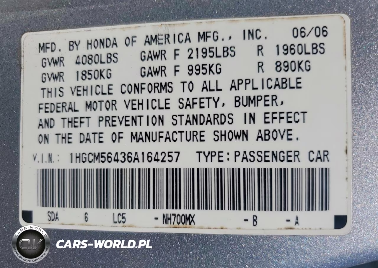2006 Honda Accord Lx VIN:1HGCM56436A164257 - 12