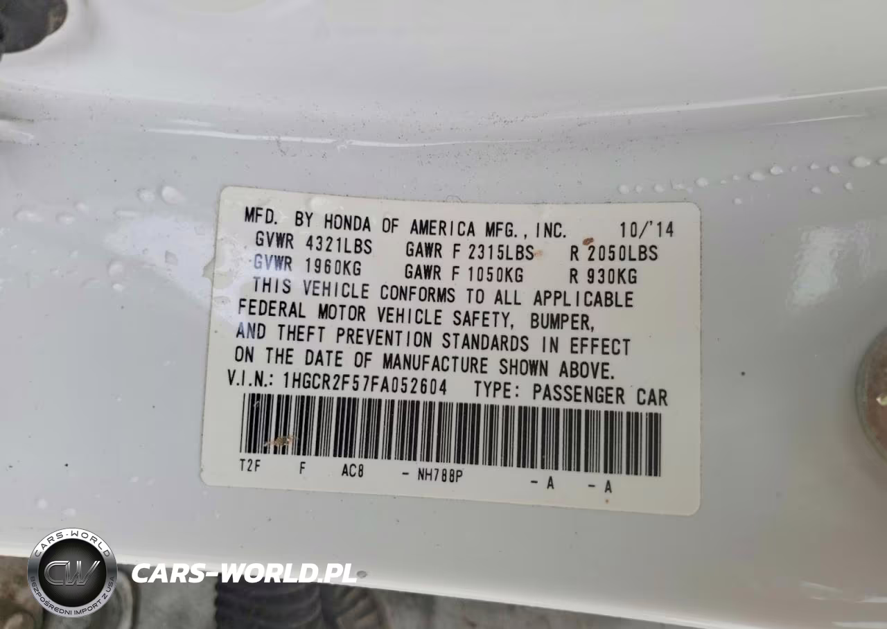 2015 Honda Accord Sport VIN:1HGCR2F57FA052604 - 13