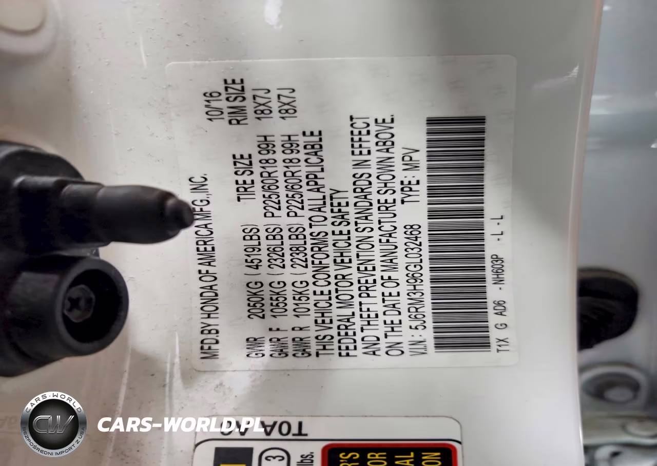 2016 Honda Cr-V Touring VIN:5J6RM3H96GL032468 - 13