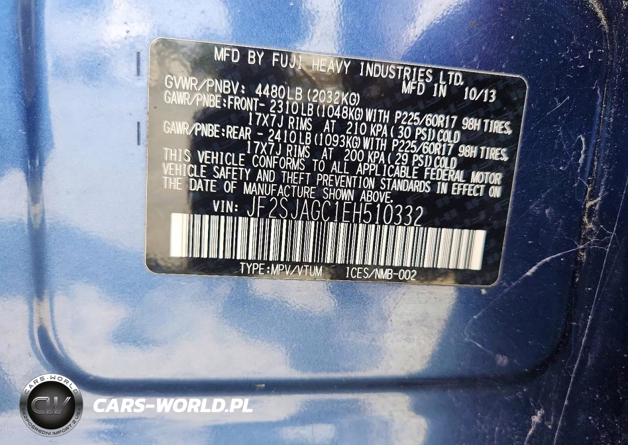 2014 Subaru Forester 2.5I Premium VIN:JF2SJAGC1EH510332 - 13