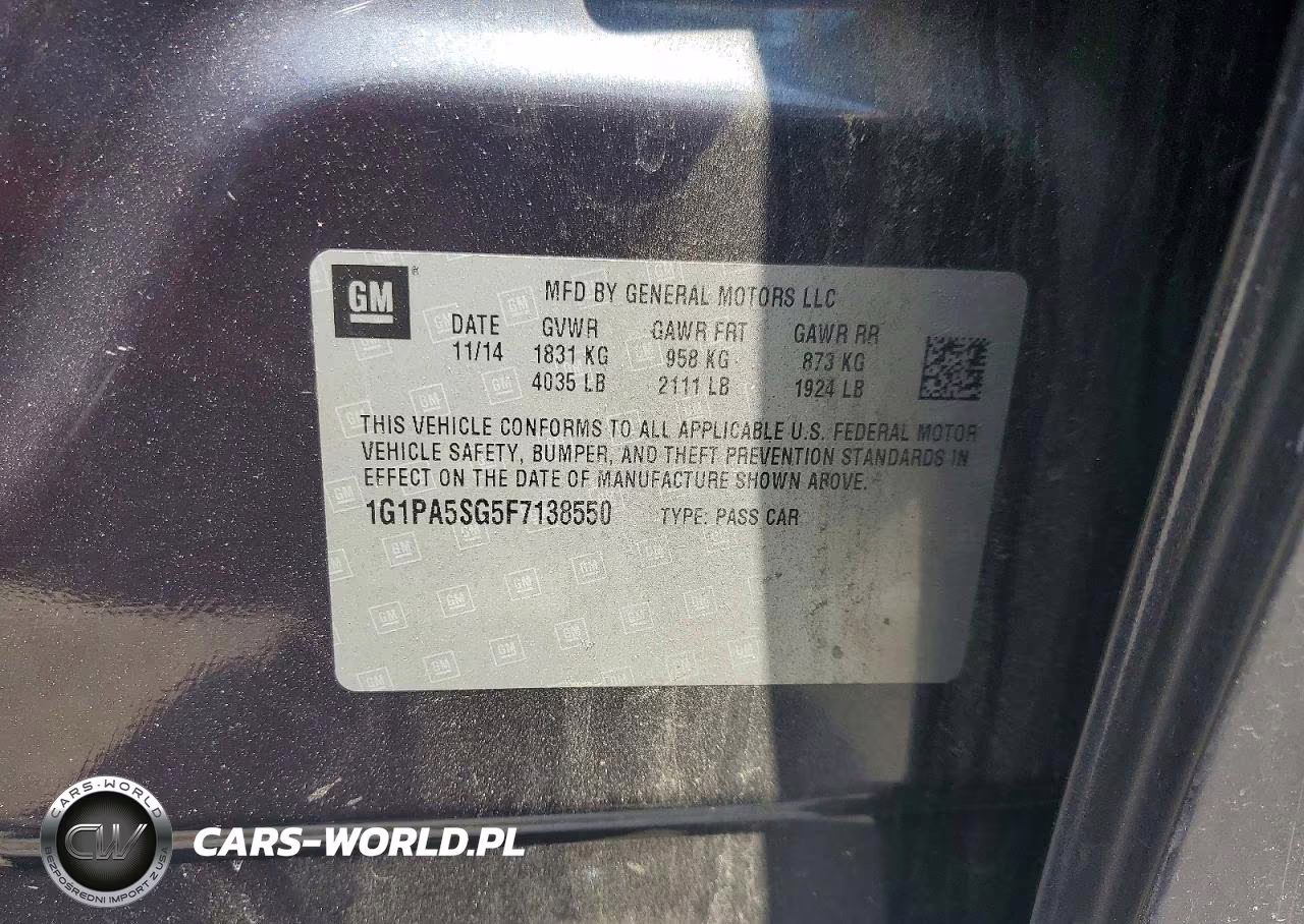 2015 Chevrolet Cruze Ls VIN:1G1PA5SG5F7138550 - 13