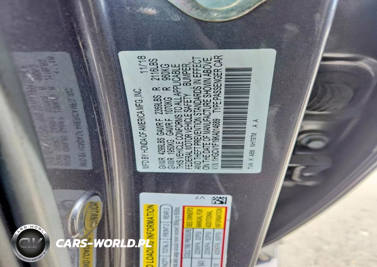 2019 Honda Accord Lx VIN:1HGCV1F19KA014689 - 13