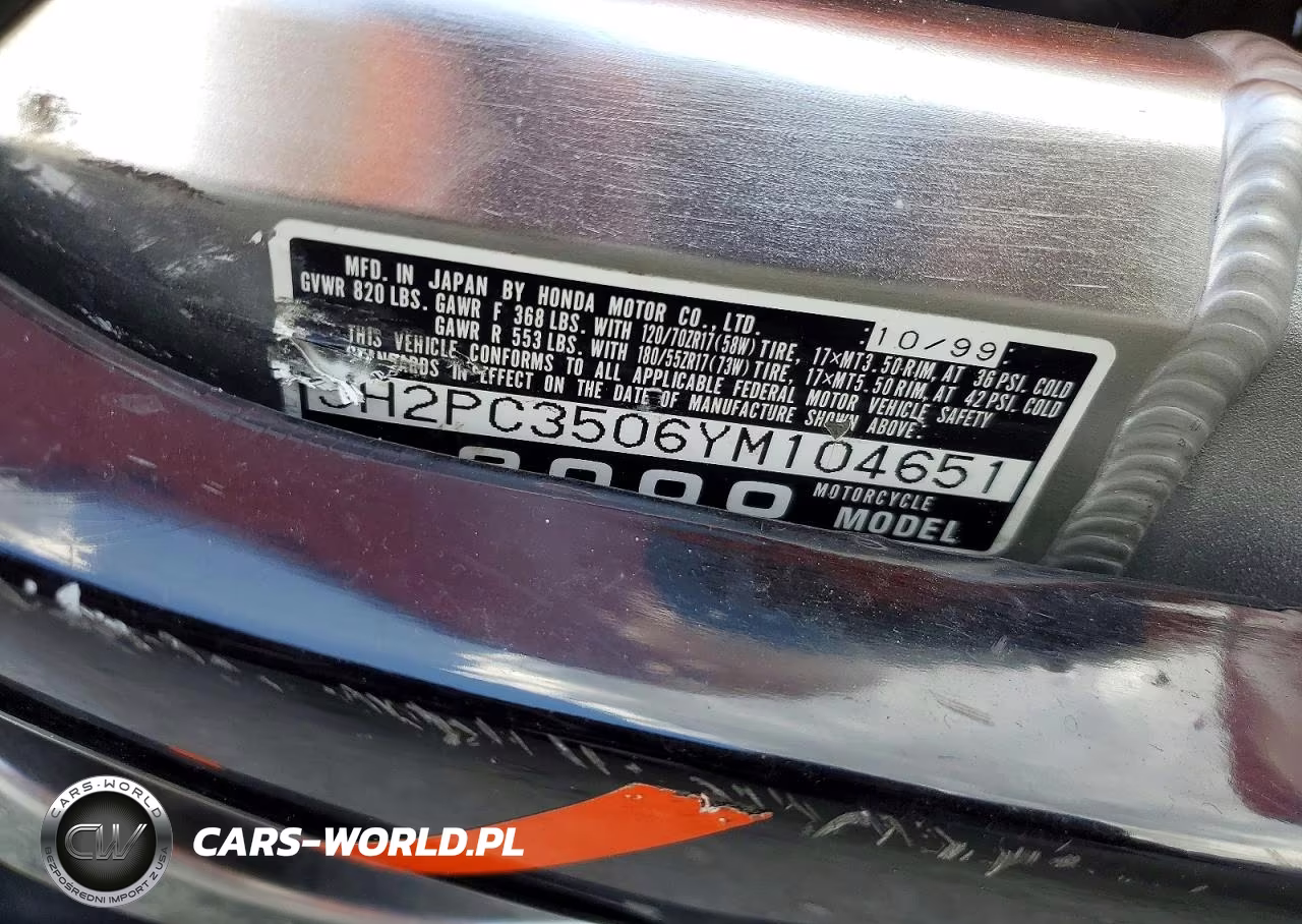 2000 Honda Cbr600 F4 VIN:JH2PC3506YM104651 - 9