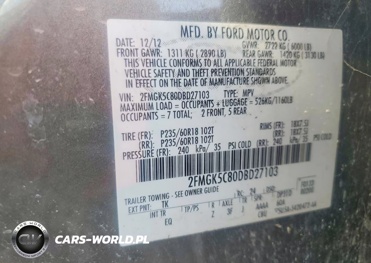 2013 Ford Flex Sel VIN:2FMGK5C80DBD27103 - 13