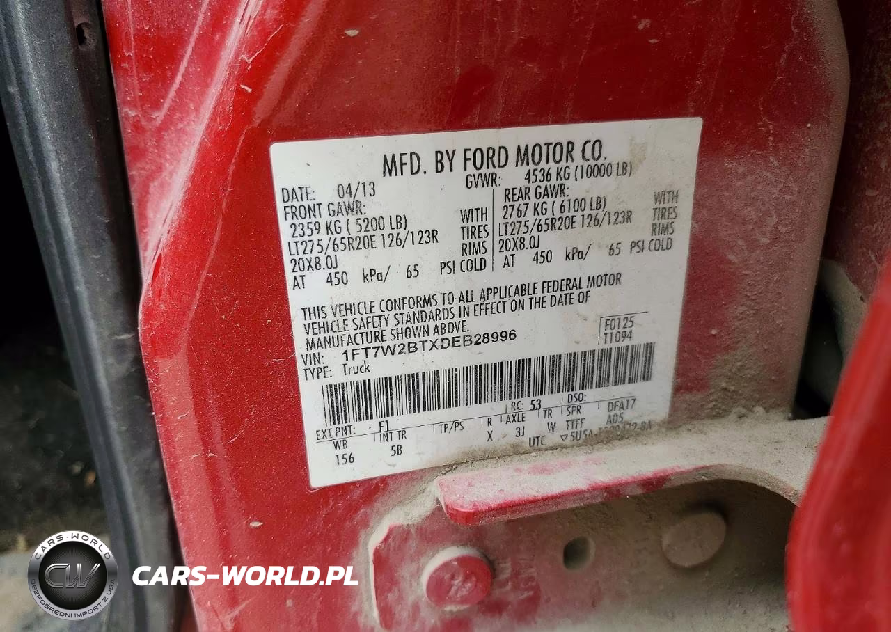 2013 Ford F250 Super Duty VIN:1FT7W2BTXDEB28996 - 12