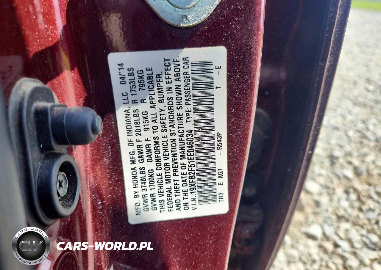 2014 Honda Civic Lx VIN:19XFB2F51EE046034 - 12