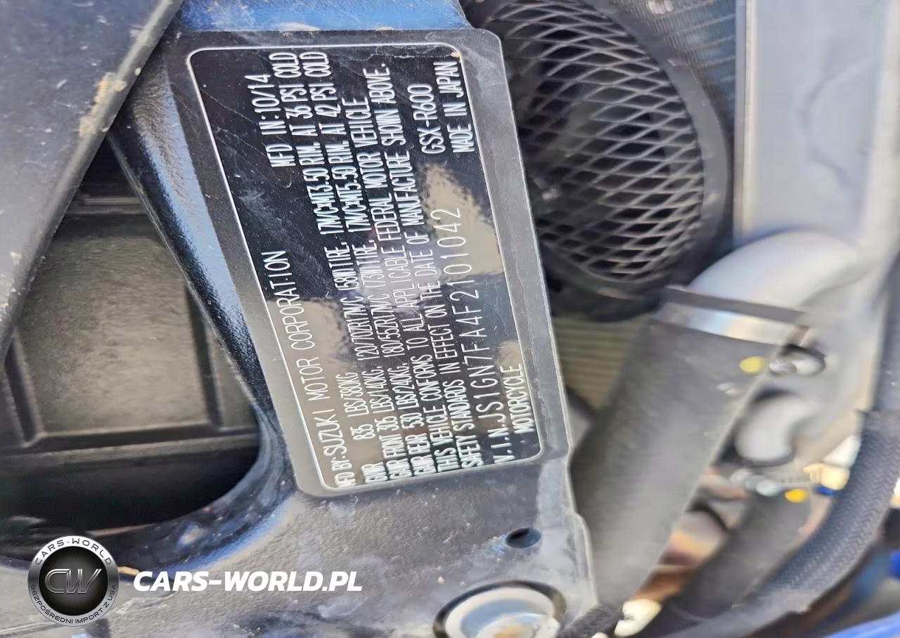 2015 Suzuki Gsx-R600 VIN:JS1GN7FA4F2101042 - 10