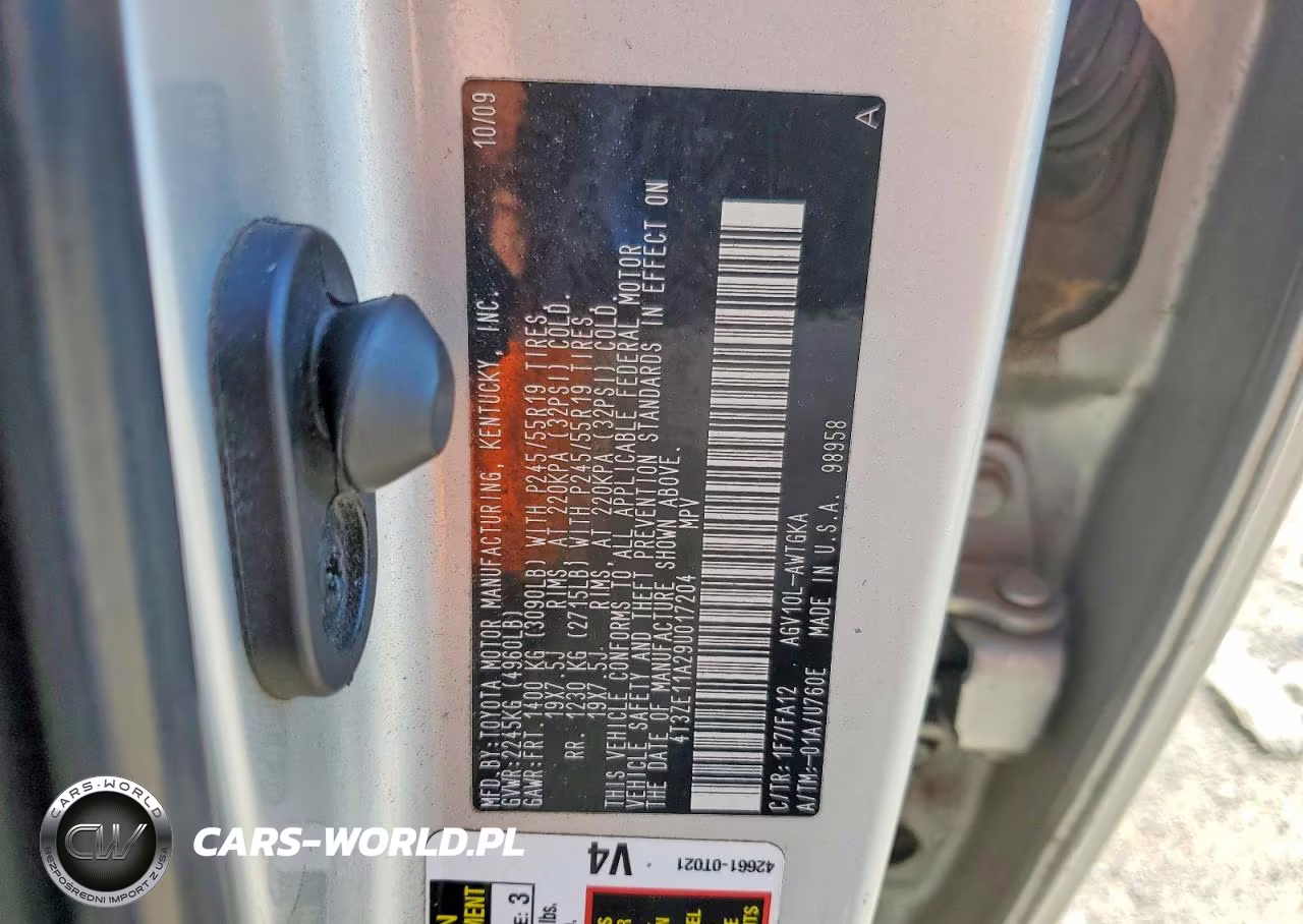2009 Toyota Venza Fwd 4Cyl VIN:4T3ZE11A29U017204 - 13