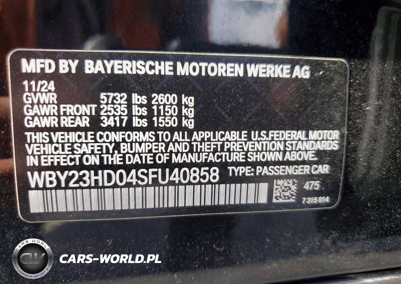 2025 BMW I4 Edrive 40 VIN:WBY23HD04SFU40858 - 12