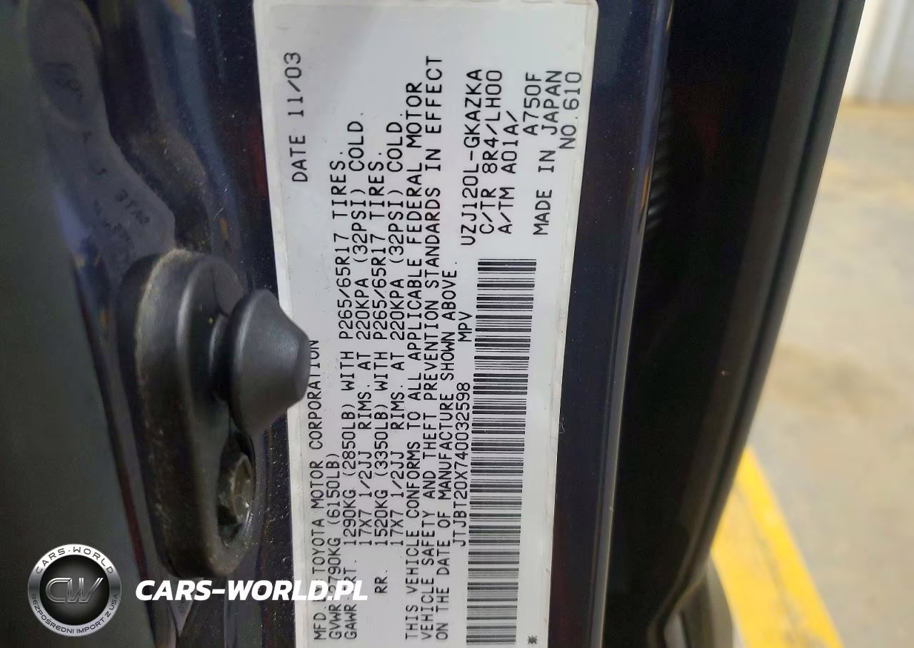 2004 Lexus Gx 470 VIN:JTJBT20X740032598 - 13