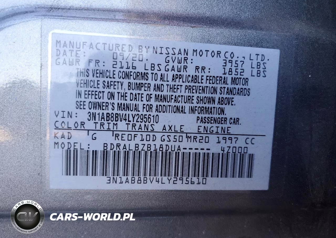 2020 Nissan Sentra S VIN:3N1AB8BV4LY295610 - 12