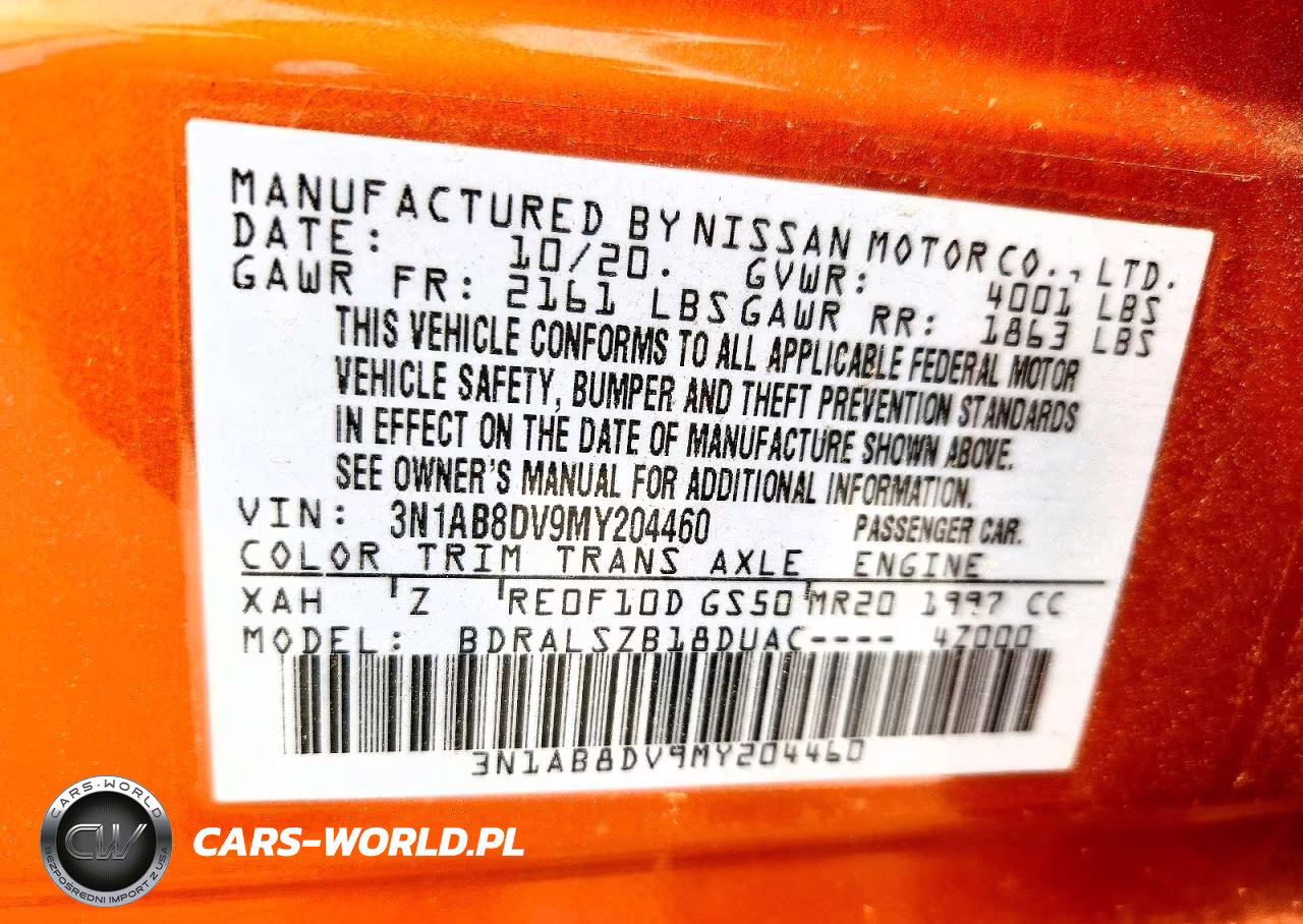 2021 Nissan Sentra Sr VIN:3N1AB8DV9MY204460 - 12