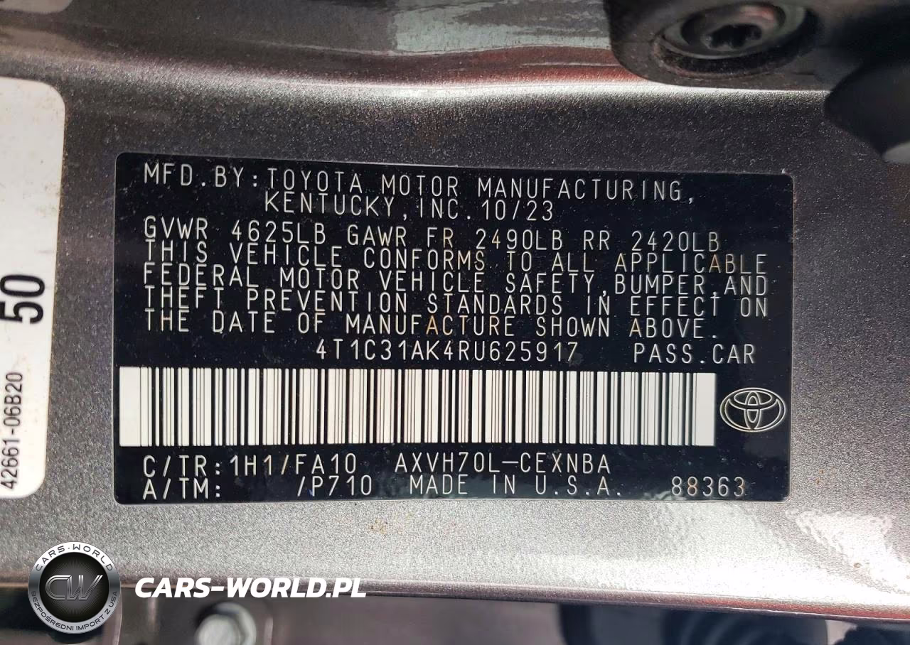 2024 Toyota Camry Le VIN:4T1C31AK4RU625917 - 12