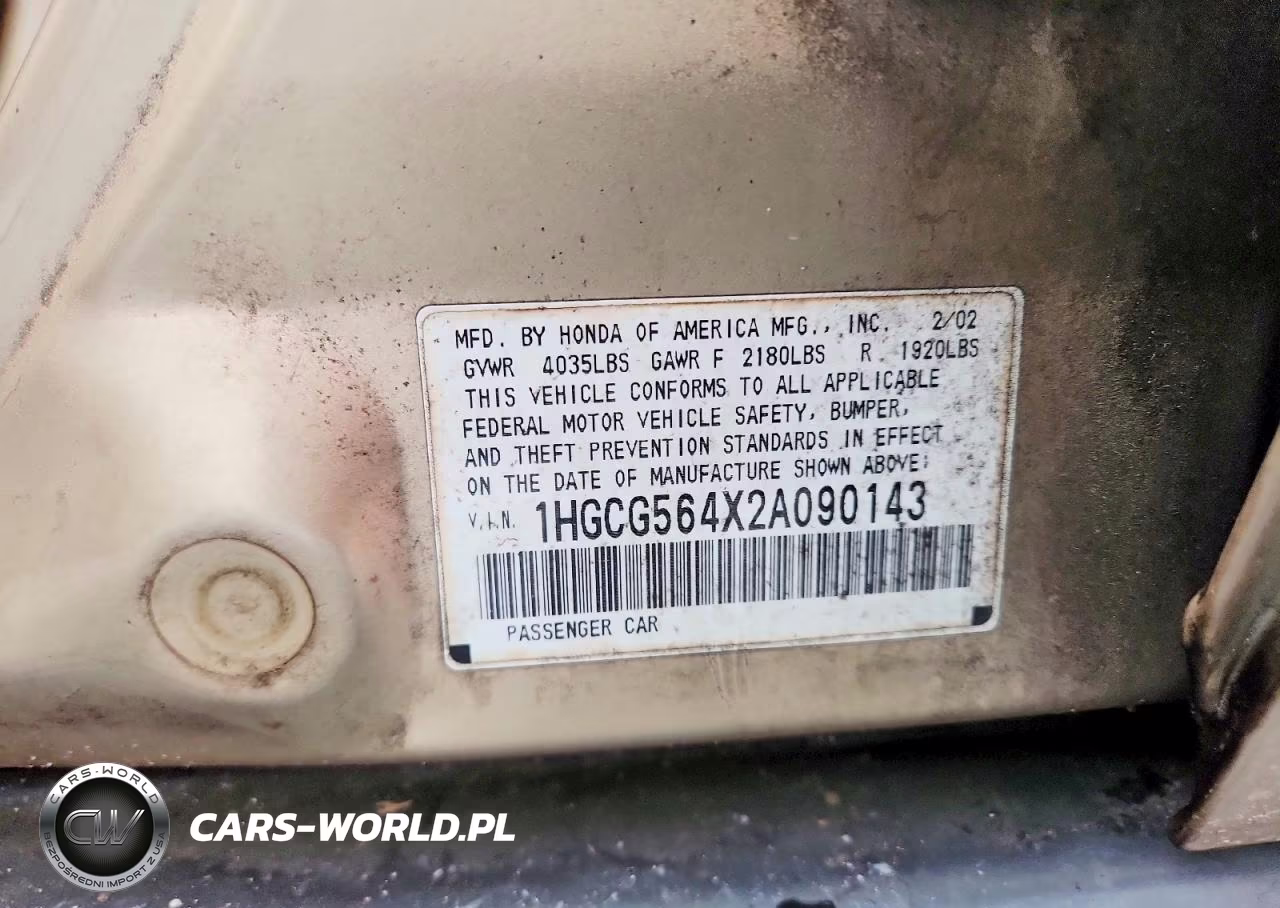 2002 Honda Accord Lx VIN:1HGCG564X2A090143 - 12