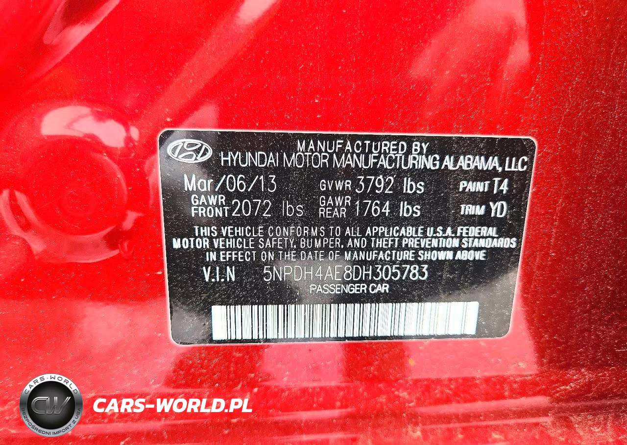 2013 Hyundai Elantra Gls VIN:5NPDH4AE8DH305783 - 12