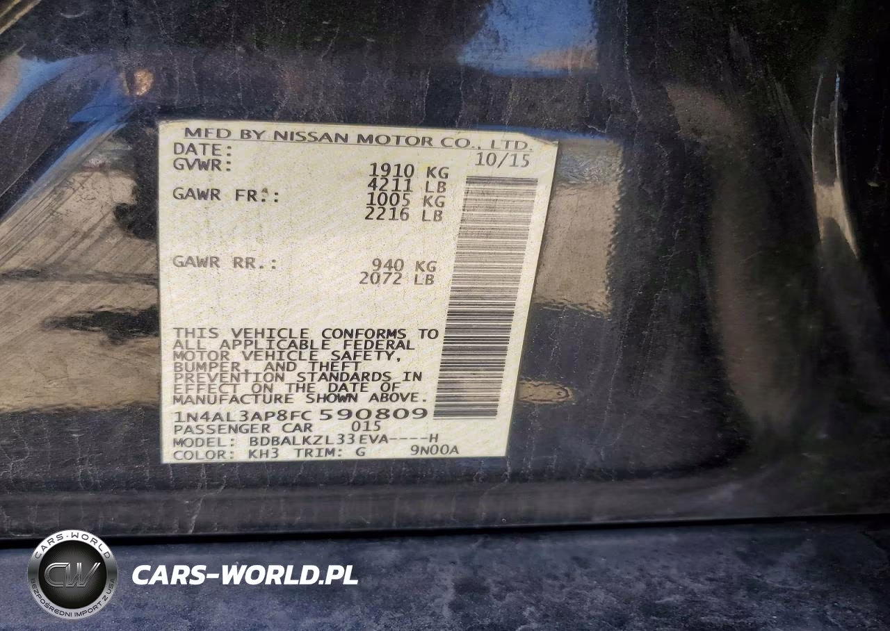 2015 Nissan Altima VIN:1N4AL3AP8FC590809 - 12
