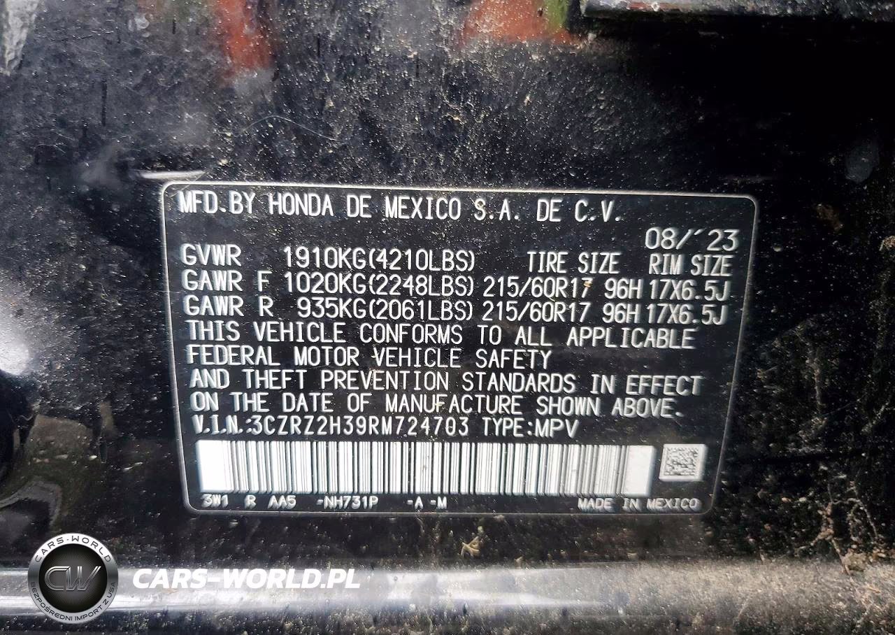 2024 Honda Hr-V Lx VIN:3CZRZ2H39RM724703 - 13