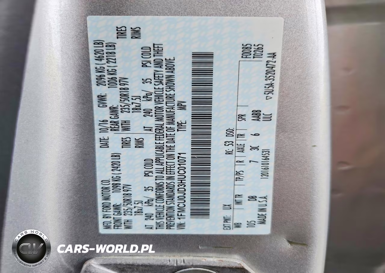 2017 Ford Escape Titanium VIN:1FMCU0JD3HUC01071 - 13