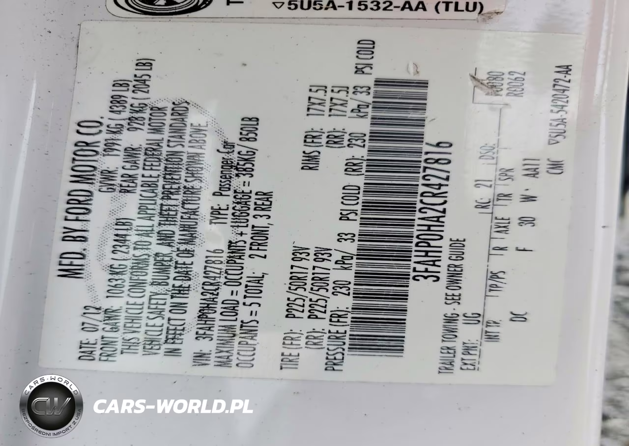 2012 Ford Fusion Se VIN:3FAHP0HA2CR427816 - 12