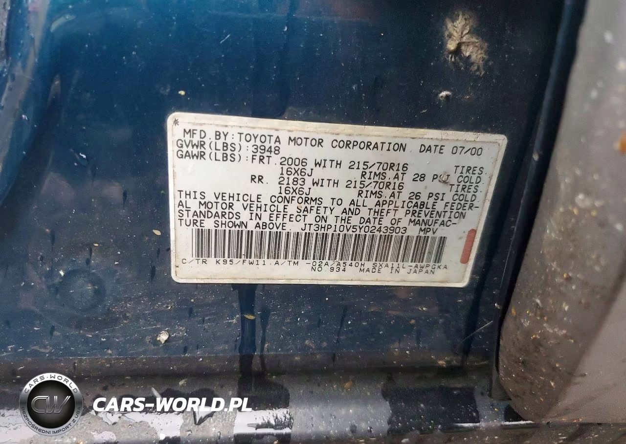 2000 Toyota Rav4 Base VIN:JT3HP10V5Y0243903 - 12